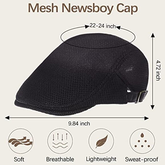 Mesh Newsboy Cap Set Breathable Summer Adjustable Retro Beret Hats Y2K main image 6